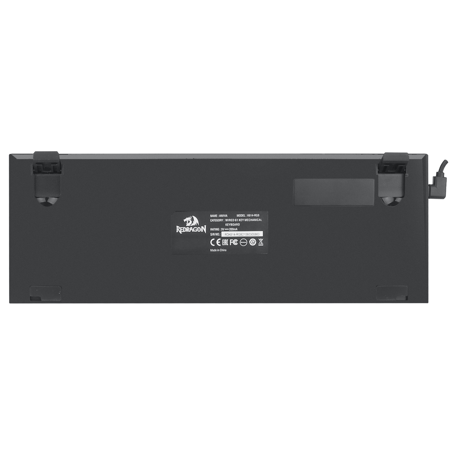 Papan Kekunci Mekanikal Berwayar Ultra Nipis 60% Redragon K614 Anivia, Papan Kekunci Gaming RGB 61 Kekunci Padat Ramping dengan Suis Merah Linear Profil Rendah dan Penutup Kekunci Suntikan Berganda untuk Penggerakan Pantas & Tepat