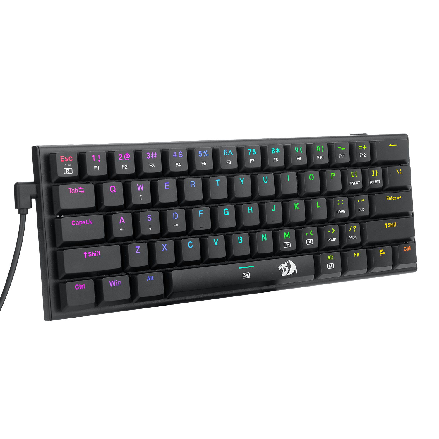 Papan Kekunci Mekanikal Berwayar Ultra Nipis 60% Redragon K614 Anivia, Papan Kekunci Gaming RGB 61 Kekunci Padat Ramping dengan Suis Merah Linear Profil Rendah dan Penutup Kekunci Suntikan Berganda untuk Penggerakan Pantas & Tepat