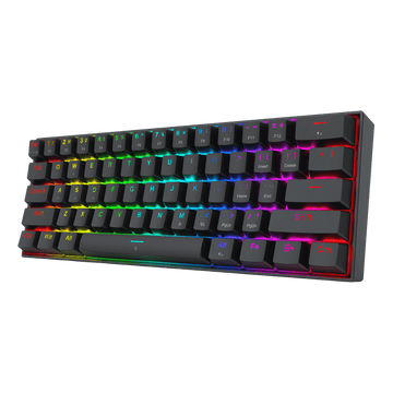 Redragon K617 FIZZ Mechanical keyboard with RGB lighting on a black background