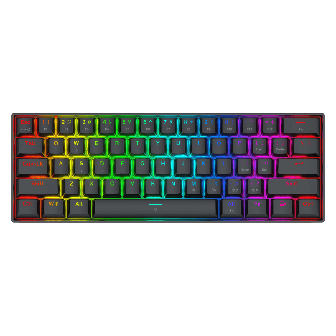 Redragon K617 FIZZ Mechanical keyboard with RGB lighting on a black background