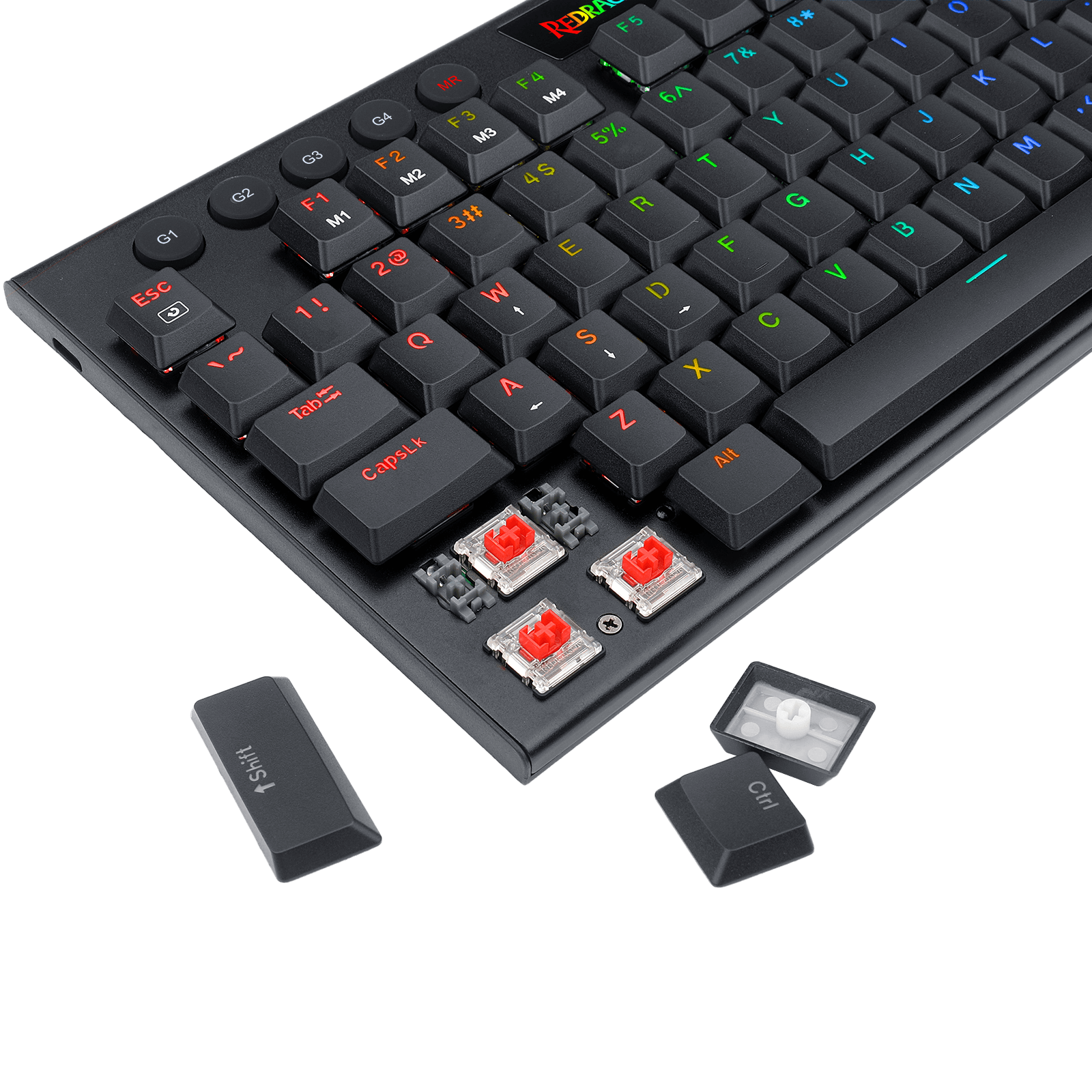Papan Kekunci Mekanikal RGB Redragon K619 Horus, Papan Kekunci Permainan Berwayar Reka Bentuk Ultra-Nipis dengan Kekunci Profil Rendah, Kawalan Media Khusus & Suis Merah Linear, Perisian Pro Disokong