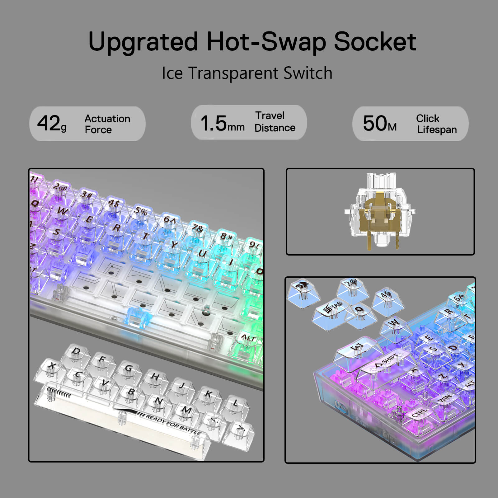 Papan Kekunci Permainan RGB Wayarles 3-Mod 75% Redragon K628 PRO SE, Papan Kekunci Mekanikal Padat Boleh Tukar Panas Lutsinar Sepenuhnya 78 Kekunci dengan Soket Dinaik Taraf, Kekunci Anak Panah & Numpad Khusus, Suis Tersuai Lut Cahaya