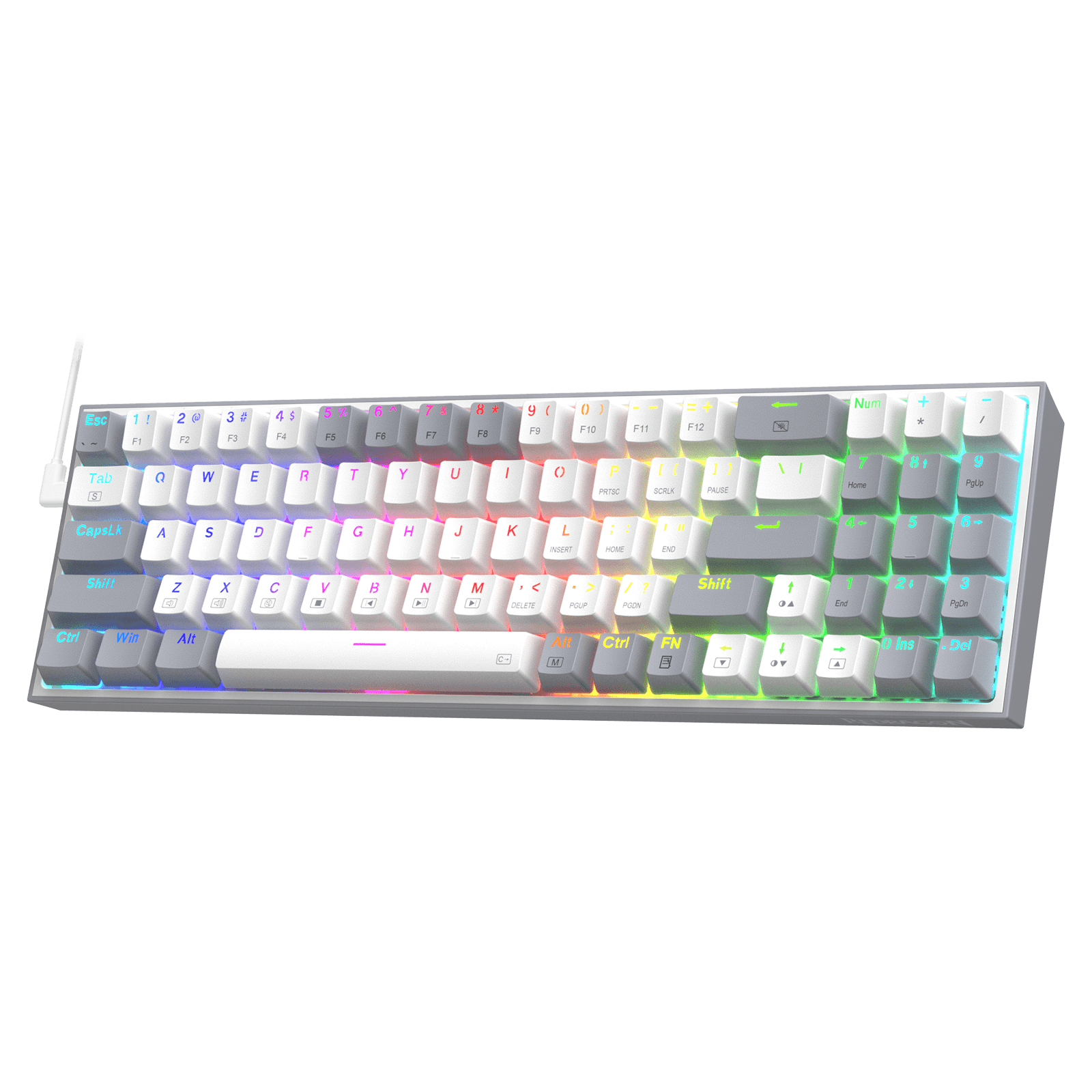 Papan Kekunci Permainan RGB Berwayar Redragon K628 Pollux 75%, Papan Kekunci Mekanikal Padat Boleh Tukar Panas 78 Kekunci dengan Soket Tukar Panas 100%, PCB Lekap Plat Mod Bebas & Kekunci Anak Panah dan Numpad Khusus, Suis Merah