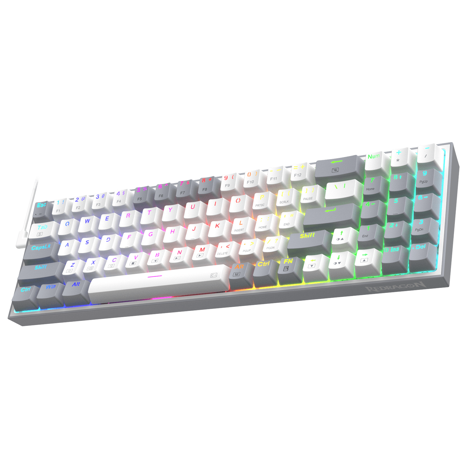 Papan Kekunci Permainan RGB Berwayar Redragon K628 Pollux 75%, Papan Kekunci Mekanikal Padat Boleh Tukar Panas 78 Kekunci dengan Soket Tukar Panas 100%, PCB Lekap Plat Mod Bebas & Kekunci Anak Panah dan Numpad Khusus, Suis Merah