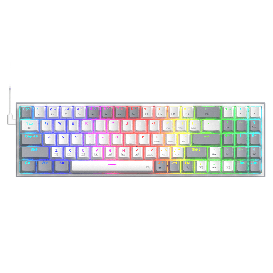 Papan Kekunci Permainan RGB Berwayar Redragon K628 Pollux 75%, Papan Kekunci Mekanikal Padat Boleh Tukar Panas 78 Kekunci dengan Soket Tukar Panas 100%, PCB Lekap Plat Mod Bebas & Kekunci Anak Panah dan Numpad Khusus, Suis Merah