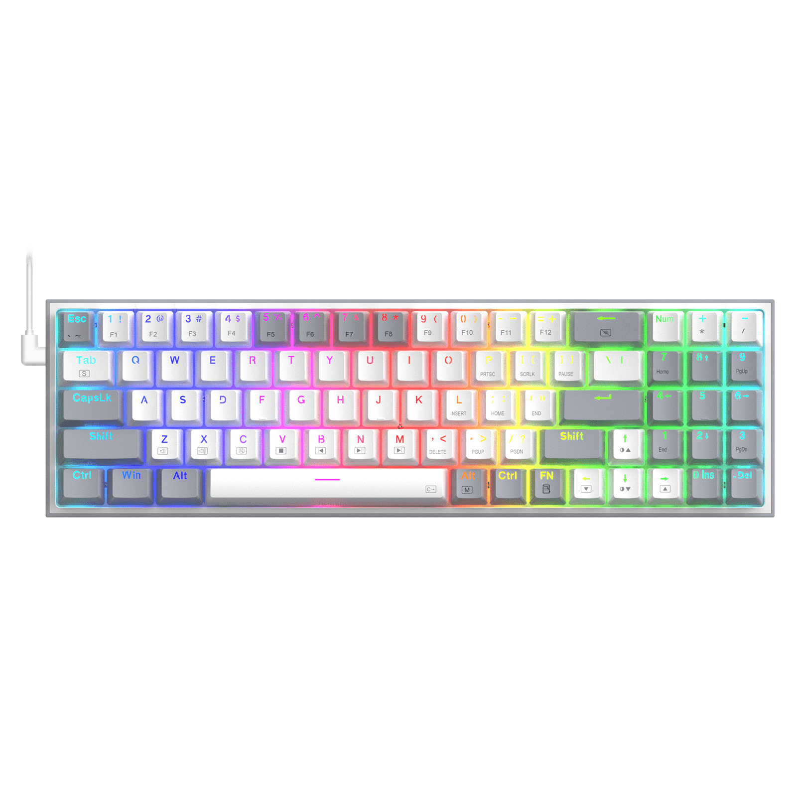 Papan Kekunci Permainan RGB Berwayar Redragon K628 Pollux 75%, Papan Kekunci Mekanikal Padat Boleh Tukar Panas 78 Kekunci dengan Soket Tukar Panas 100%, PCB Lekap Plat Mod Bebas & Kekunci Anak Panah dan Numpad Khusus, Suis Merah