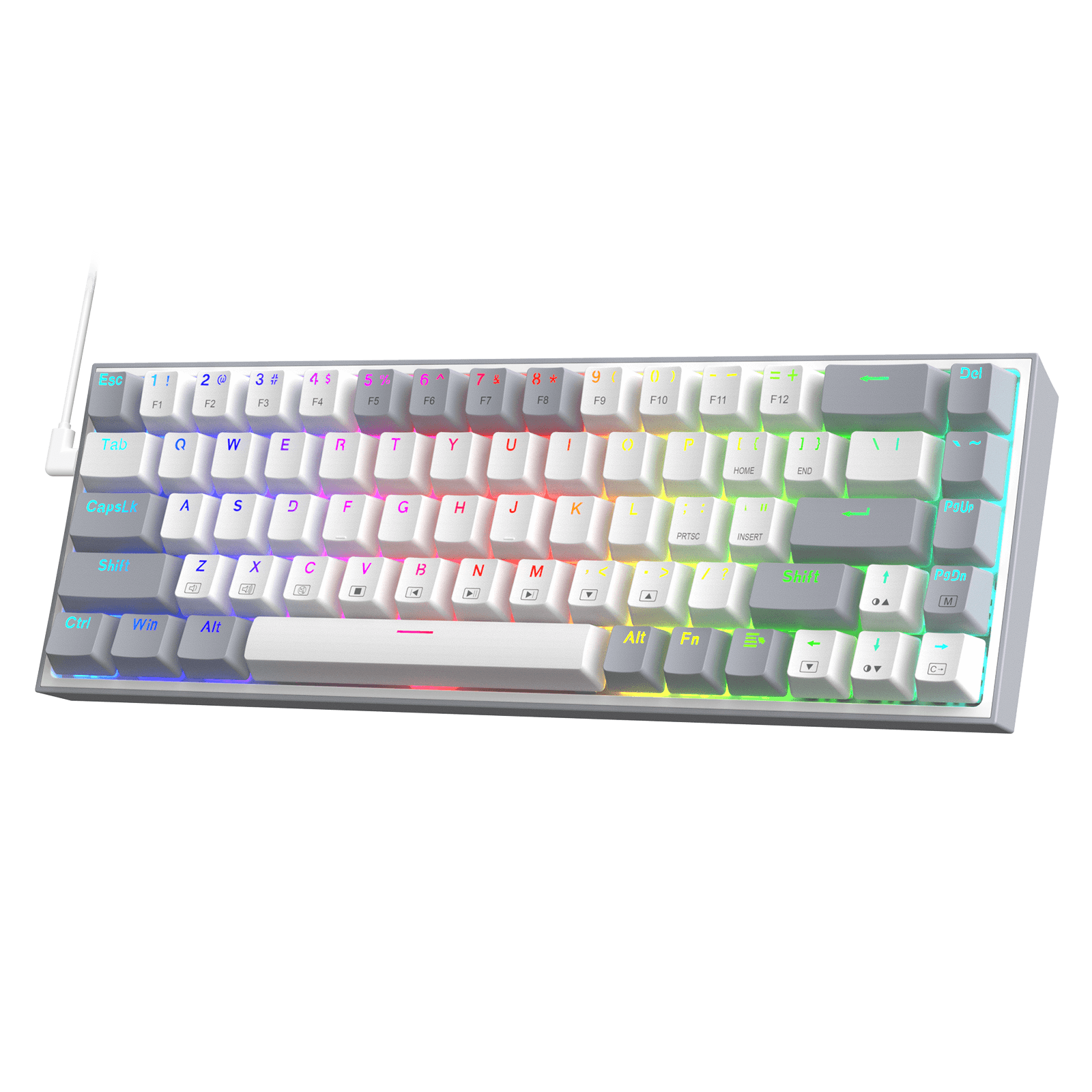 Papan Kekunci Permainan RGB Berwayar Redragon K631 Gery 65%, Papan Kekunci Mekanikal Padat Boleh Tukar Panas 68 Kekunci dengan Soket Tukar Panas 100%, PCB Lekap Plat Mod Bebas & Kekunci Anak Panah Khusus, Suis Linear Merah Senyap