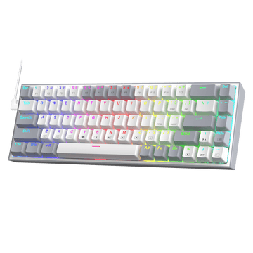 Papan Kekunci Permainan RGB Berwayar Redragon K631 Gery 65%, Papan Kekunci Mekanikal Padat Boleh Tukar Panas 68 Kekunci dengan Soket Tukar Panas 100%, PCB Lekap Plat Mod Bebas & Kekunci Anak Panah Khusus, Suis Linear Merah Senyap