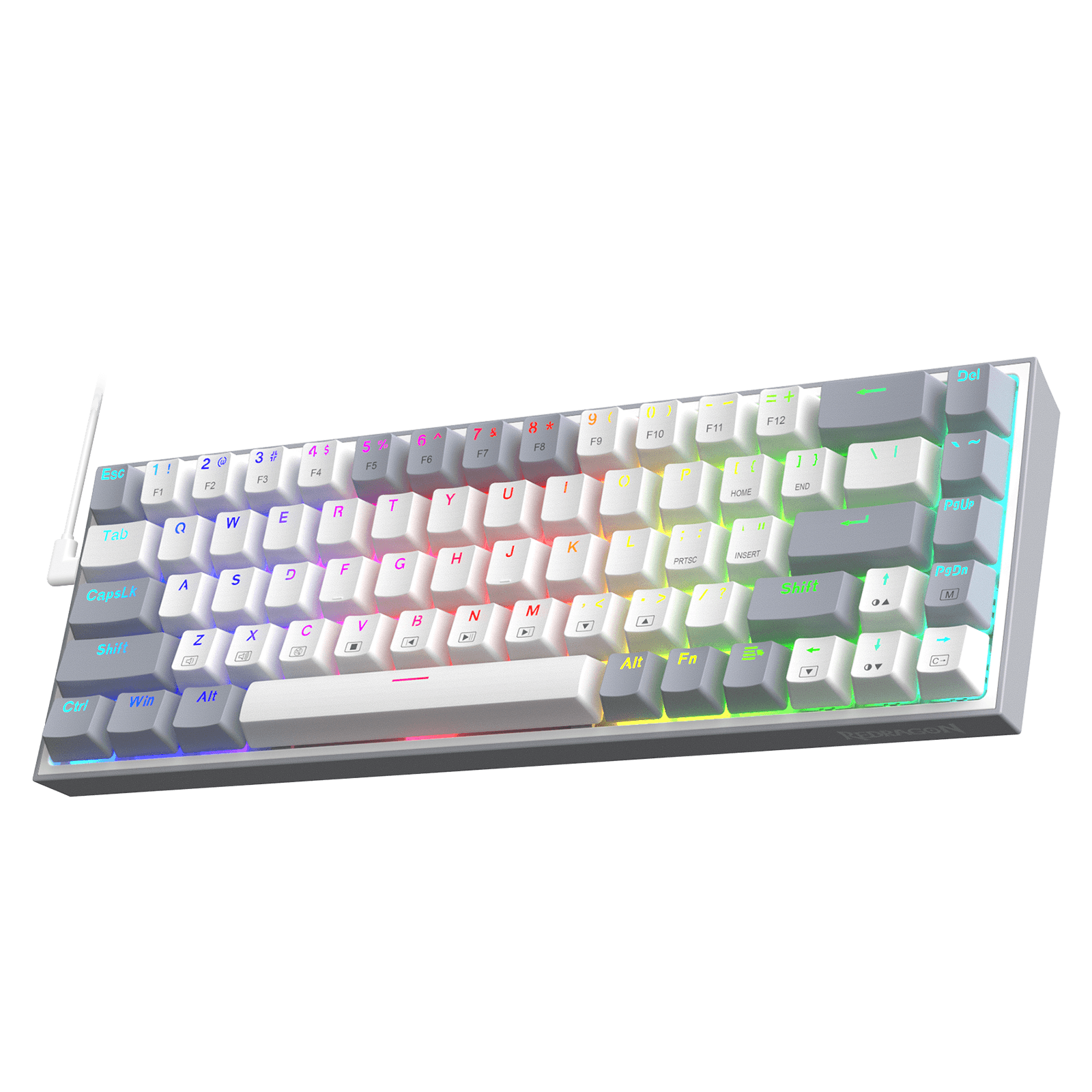 Papan Kekunci Permainan RGB Berwayar Redragon K631 Gery 65%, Papan Kekunci Mekanikal Padat Boleh Tukar Panas 68 Kekunci dengan Soket Tukar Panas 100%, PCB Lekap Plat Mod Bebas & Kekunci Anak Panah Khusus, Suis Linear Merah Senyap