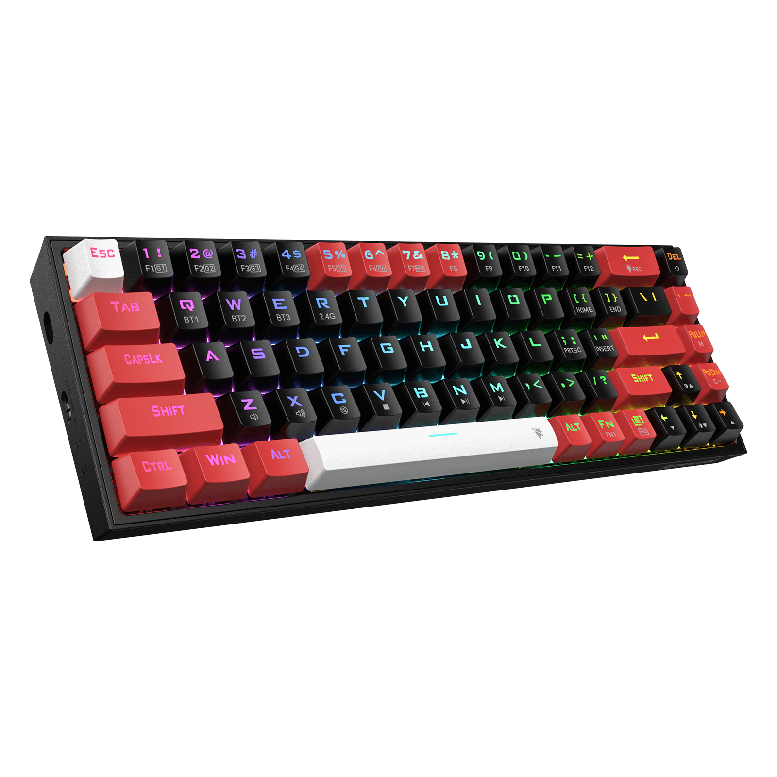 Papan Kekunci Gaming RGB Wayarles 3-Mod 65% Redragon K631 PRO, Papan Kekunci Mekanikal Padat Boleh Tukar Panas 68 Kekunci dengan Soket PCB Mod Bebas Tukar Panas & Kekunci Anak Panah Khusus, Suis Linear Merah Senyap