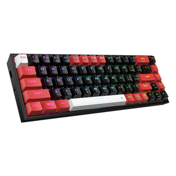 Papan Kekunci Gaming RGB Wayarles 3-Mod 65% Redragon K631 PRO, Papan Kekunci Mekanikal Padat Boleh Tukar Panas 68 Kekunci dengan Soket PCB Mod Bebas Tukar Panas & Kekunci Anak Panah Khusus, Suis Linear Merah Senyap