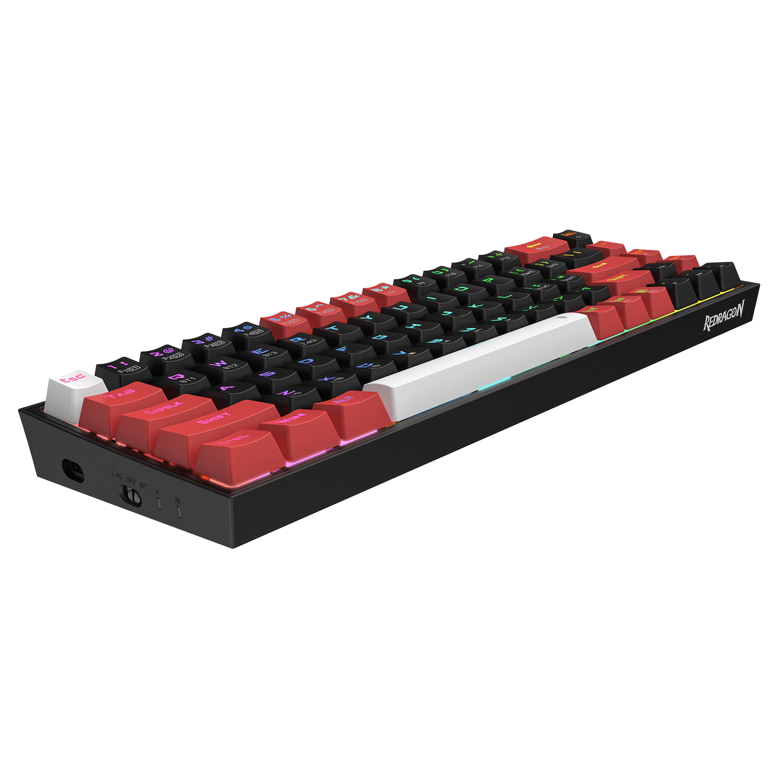 Papan Kekunci Gaming RGB Wayarles 3-Mod 65% Redragon K631 PRO, Papan Kekunci Mekanikal Padat Boleh Tukar Panas 68 Kekunci dengan Soket PCB Mod Bebas Tukar Panas & Kekunci Anak Panah Khusus, Suis Linear Merah Senyap