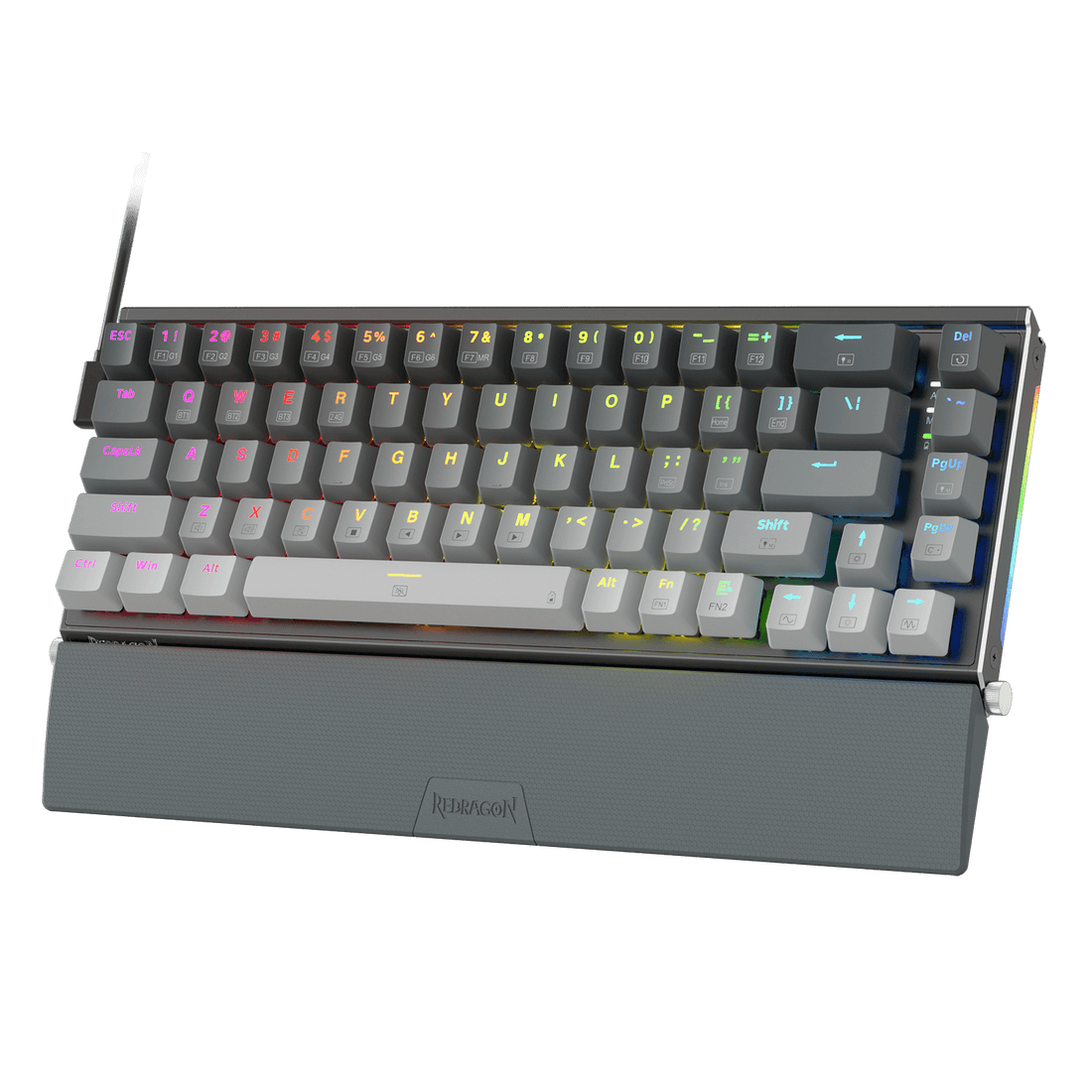 Papan Kekunci Mekanikal RGB Aluminium 65% Redragon K641, Papan Kekunci Permainan Kompak Berwayar 68 Kekunci dengan Buih Penyerap Bunyi 3.5mm, Tempat Letak Pergelangan Tangan Boleh Tanggal, Tutup Kekunci Gradien, Soket Hot-Swap yang Dinaik Taraf