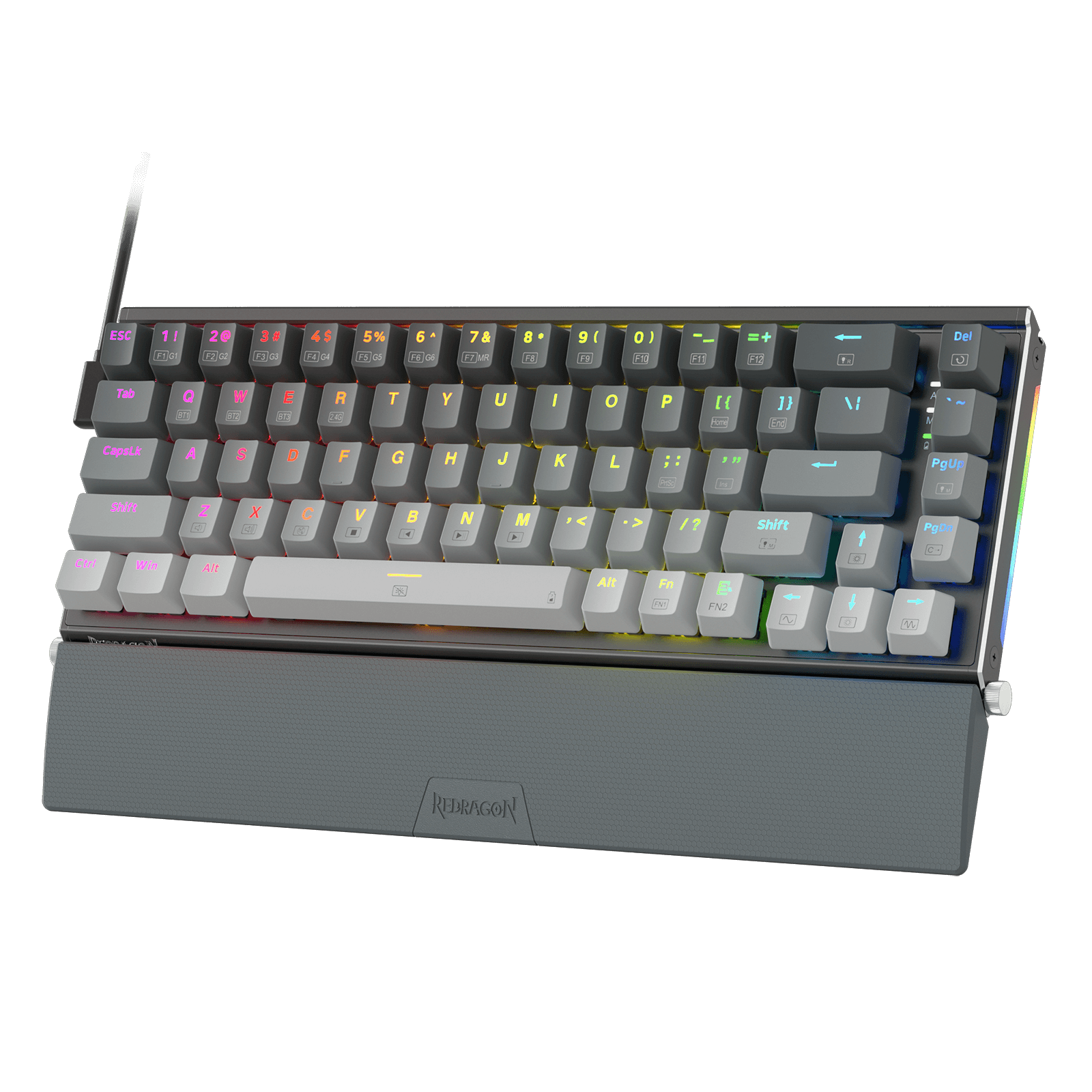 Papan Kekunci Mekanikal RGB Aluminium 65% Redragon K641, Papan Kekunci Permainan Kompak Berwayar 68 Kekunci dengan Buih Penyerap Bunyi 3.5mm, Tempat Letak Pergelangan Tangan Boleh Tanggal, Tutup Kekunci Gradien, Soket Hot-Swap yang Dinaik Taraf