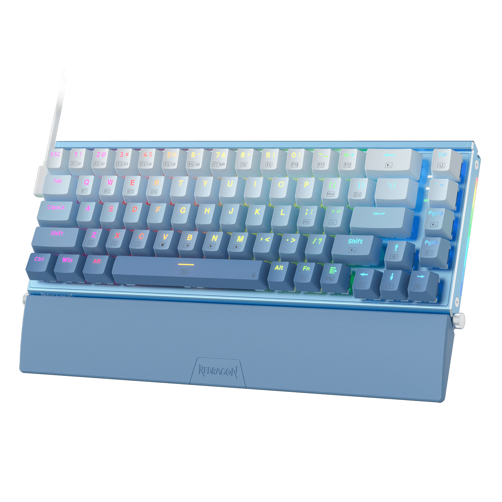 Papan Kekunci Mekanikal RGB Aluminium 65% Redragon K641, Papan Kekunci Permainan Kompak Berwayar 68 Kekunci dengan Buih Penyerap Bunyi 3.5mm, Tempat Letak Pergelangan Tangan Boleh Tanggal, Tutup Kekunci Gradien, Soket Hot-Swap yang Dinaik Taraf