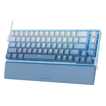 Papan Kekunci Mekanikal RGB Aluminium 65% Redragon K641, Papan Kekunci Permainan Kompak Berwayar 68 Kekunci dengan Buih Penyerap Bunyi 3.5mm, Tempat Letak Pergelangan Tangan Boleh Tanggal, Tutup Kekunci Gradien, Soket Hot-Swap yang Dinaik Taraf