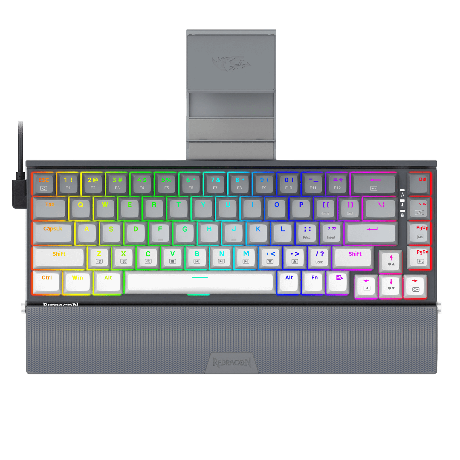 Papan Kekunci Mekanikal RGB Aluminium Redragon K641 SHACO PRO 60%, Papan Kekunci Permainan Padat 3 Mod Bluetooth/2.4Ghz/Berwayar 68 Kekunci dengan Kaki Telefon Boleh Tanggal/Penutup Kekunci Bergradien/Soket Tukar Panas Dinaik Taraf