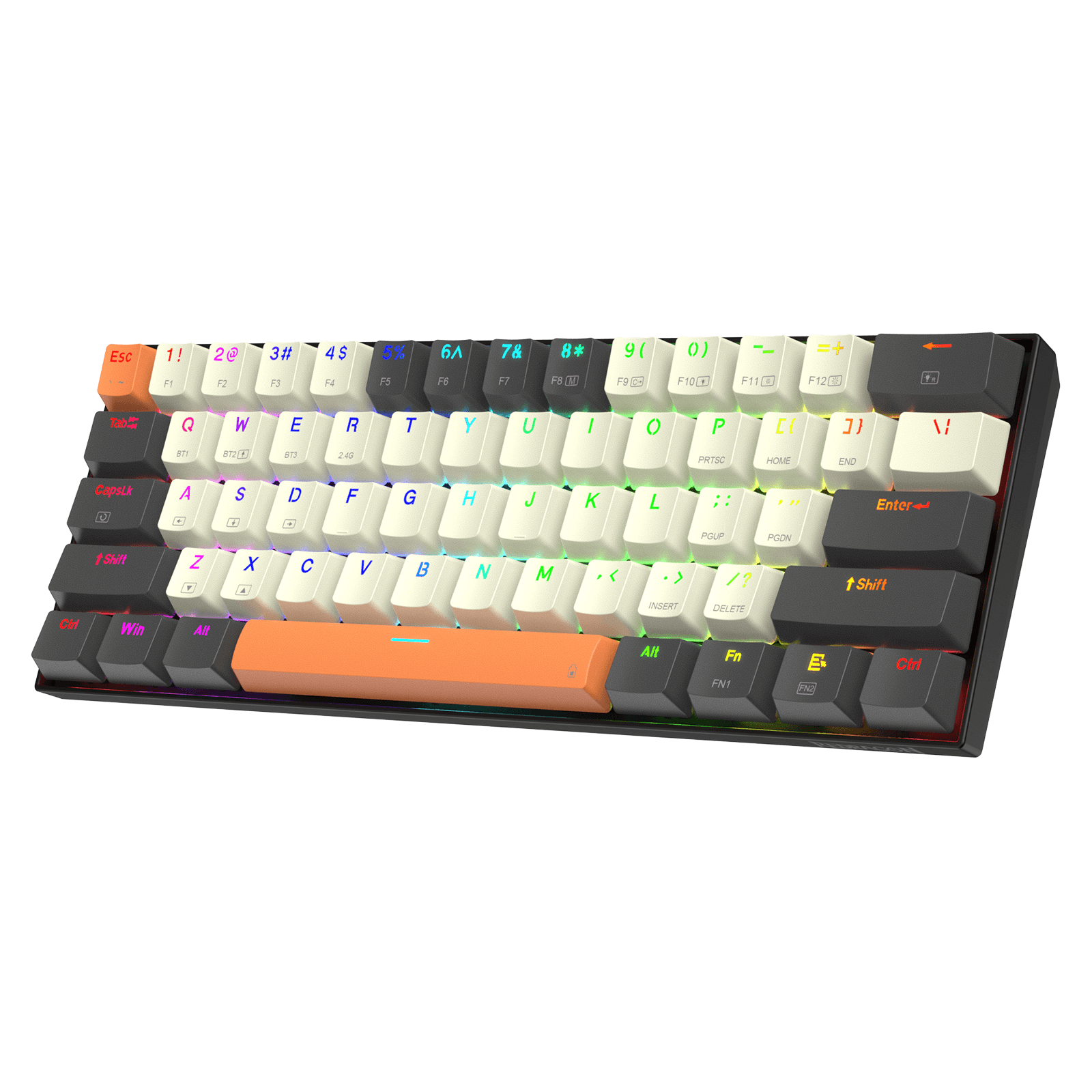 Papan Kekunci Permainan RGB Wayarles 3-Mod 65% Redragon K644 SE, Papan Kekunci Mekanikal Padat Boleh Tukar Panas 61 Kekunci dengan Soket PCB Boleh Tukar Panas yang Dinaik Taraf & Saiz 1.2X Lebih Besar yang Kreatif, Suis Linear Merah Senyap