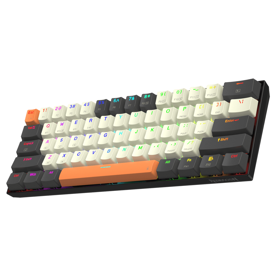 Papan Kekunci Permainan RGB Wayarles 3-Mod 65% Redragon K644 SE, Papan Kekunci Mekanikal Padat Boleh Tukar Panas 61 Kekunci dengan Soket PCB Boleh Tukar Panas yang Dinaik Taraf & Saiz 1.2X Lebih Besar yang Kreatif, Suis Linear Merah Senyap