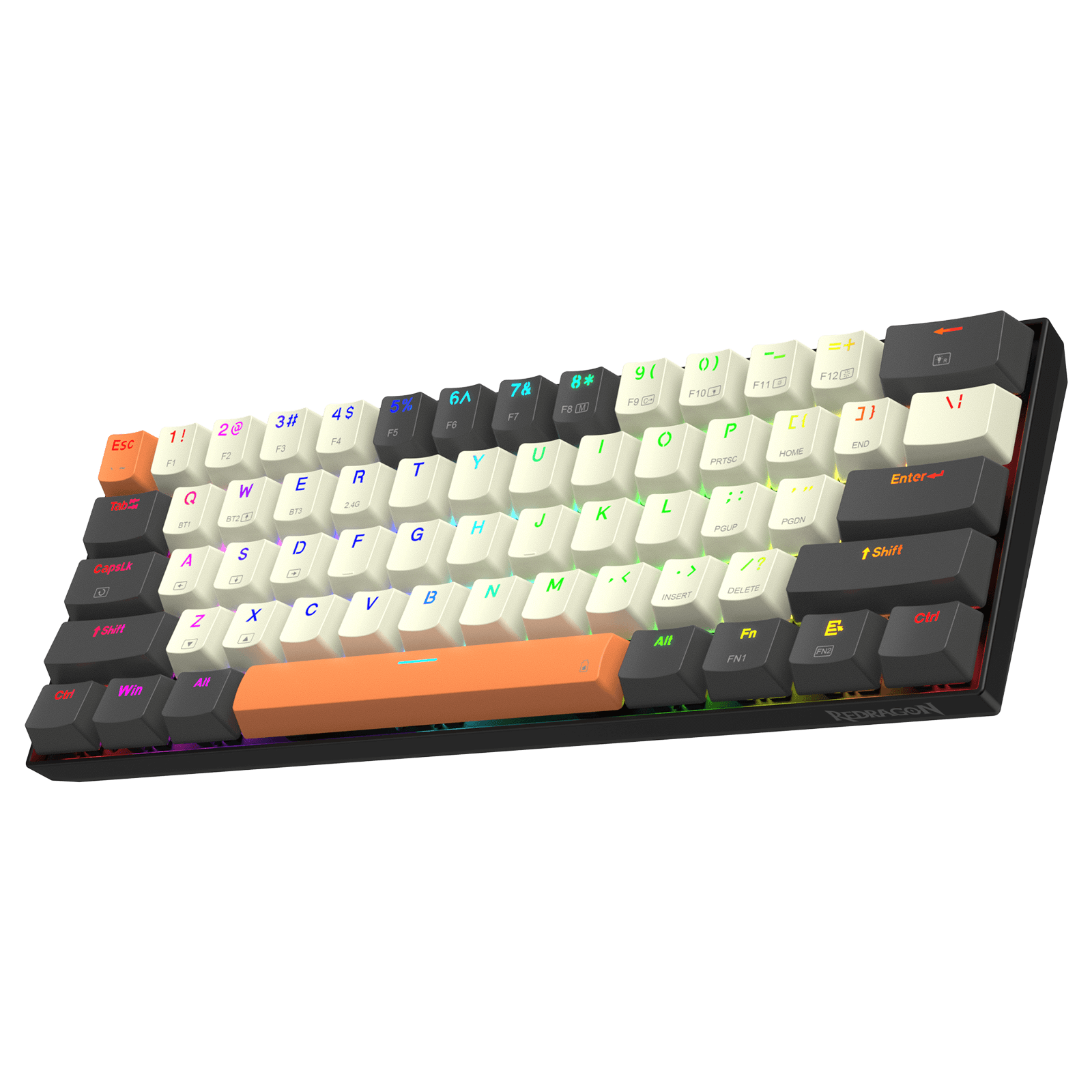 Papan Kekunci Permainan RGB Wayarles 3-Mod 65% Redragon K644 SE, Papan Kekunci Mekanikal Padat Boleh Tukar Panas 61 Kekunci dengan Soket PCB Boleh Tukar Panas yang Dinaik Taraf & Saiz 1.2X Lebih Besar yang Kreatif, Suis Linear Merah Senyap