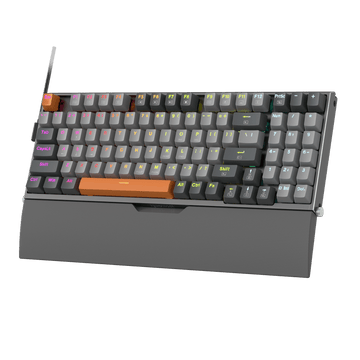 Papan Kekunci Permainan RGB Berwayar Redragon K648 90% Aluminium, Papan Kekunci Mekanikal Taktikal 94 Kekunci dengan Soket Boleh Tukar Panas, Papan Logam Teguh terbina dalam Buih Penyerap Bunyi & Sokongan Pergelangan Tangan, Suis Merah Senyap