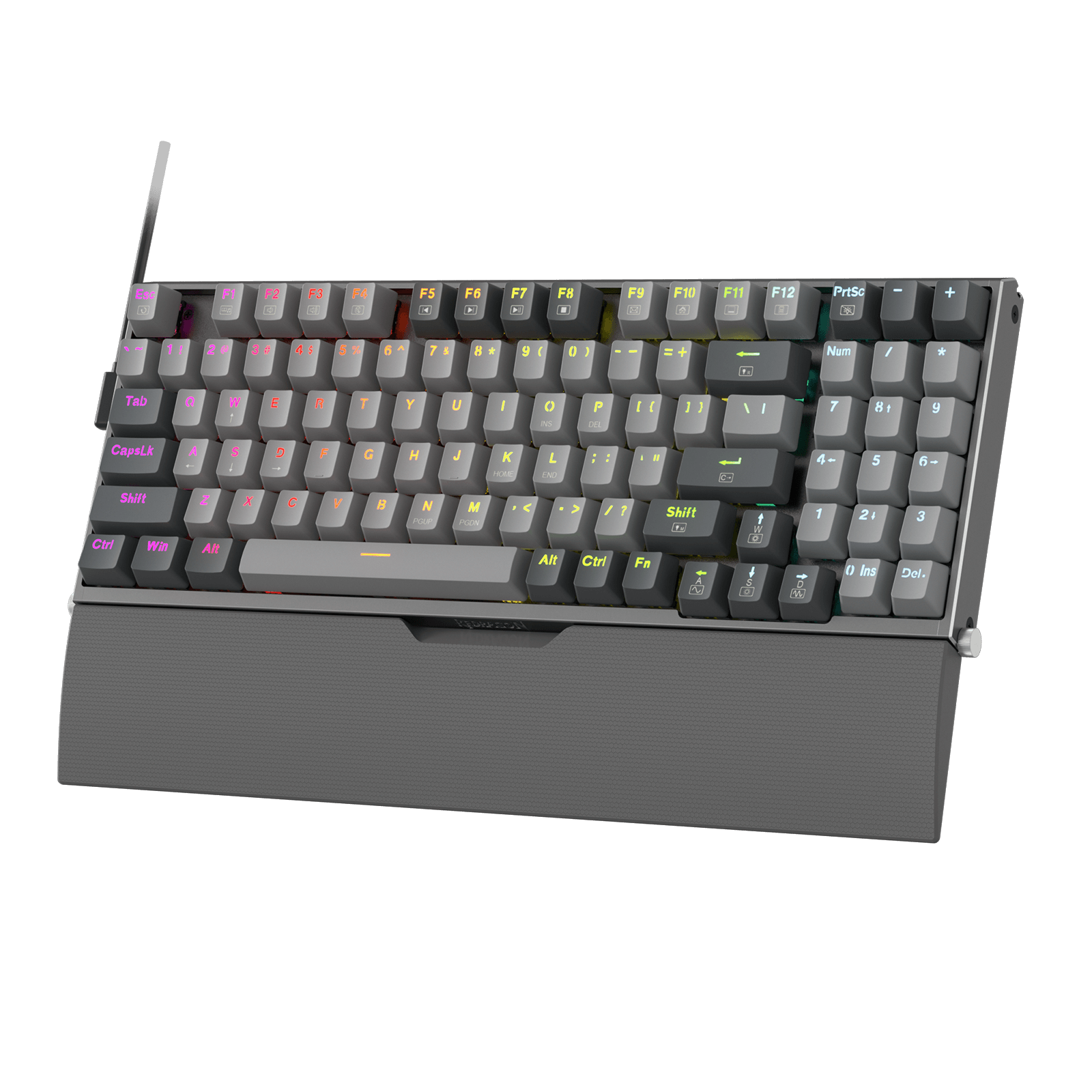 Papan Kekunci Permainan RGB Berwayar Redragon K648 90% Aluminium, Papan Kekunci Mekanikal Taktikal 94 Kekunci dengan Soket Boleh Tukar Panas, Papan Logam Teguh terbina dalam Buih Penyerap Bunyi & Sokongan Pergelangan Tangan, Suis Merah Senyap