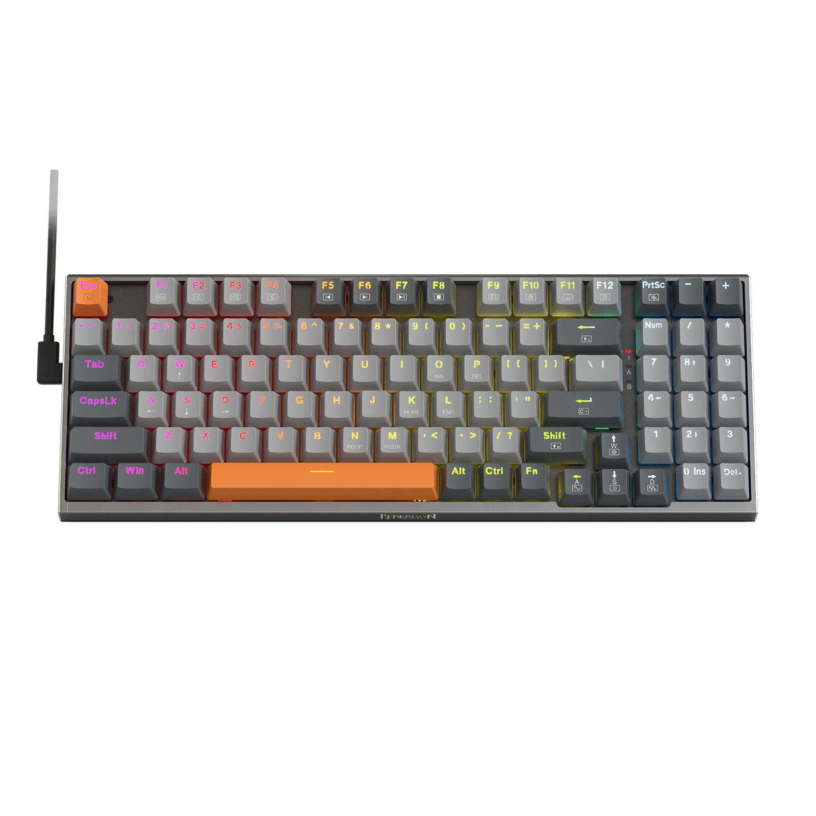 Papan Kekunci Permainan RGB Berwayar Redragon K648 90% Aluminium, Papan Kekunci Mekanikal Taktikal 94 Kekunci dengan Soket Boleh Tukar Panas, Papan Logam Teguh terbina dalam Buih Penyerap Bunyi & Sokongan Pergelangan Tangan, Suis Merah Senyap