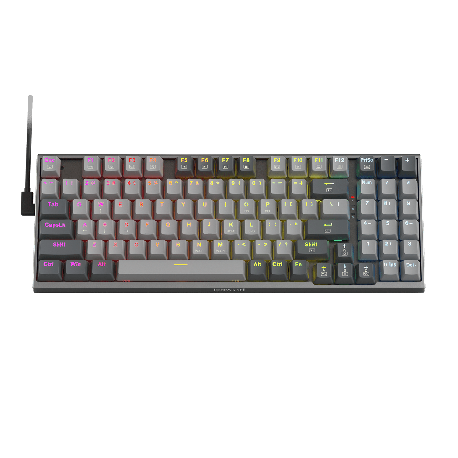 Papan Kekunci Permainan RGB Berwayar Redragon K648 90% Aluminium, Papan Kekunci Mekanikal Taktikal 94 Kekunci dengan Soket Boleh Tukar Panas, Papan Logam Teguh terbina dalam Buih Penyerap Bunyi & Sokongan Pergelangan Tangan, Suis Merah Senyap