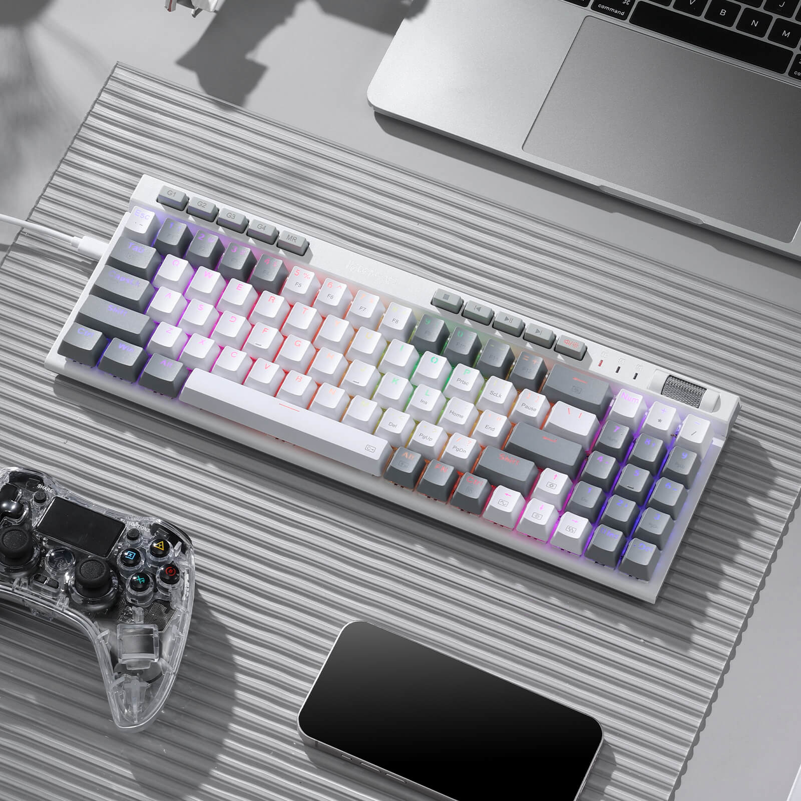 Redragon K655 75% RGB Wired Mechanical Gaming Keyboard, 78 Keys Hot-Swap Mechanical Keyboard w/Aluminum Cover Board, Upgraded Socket and Onboard Macro/Media Keys, Quiet Linear Red Switch