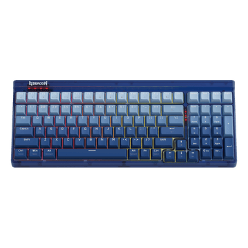 Papan Kekunci Permainan RGB Wayarles 3 Mod Redragon K656 PRO, Papan Kekunci Mekanikal 100 Kekunci dengan Papan Lutsinar, Soket Hot-Swappable, Buih Menyerap Bunyi & Suis Sentuhan Tersuai, Buatan Biru Gradien