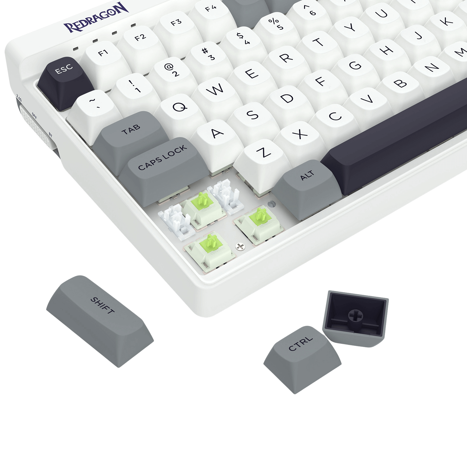 Redragon K656 PRO 3-Mode Wireless RGB Gaming Keyboard, 100 Keys Mechanical Keyboard w/Hot-Swappable Socket, 3 Noise Dampening Layers, PBT Round Keycaps & Custom Linear Switch, Moondust Gray