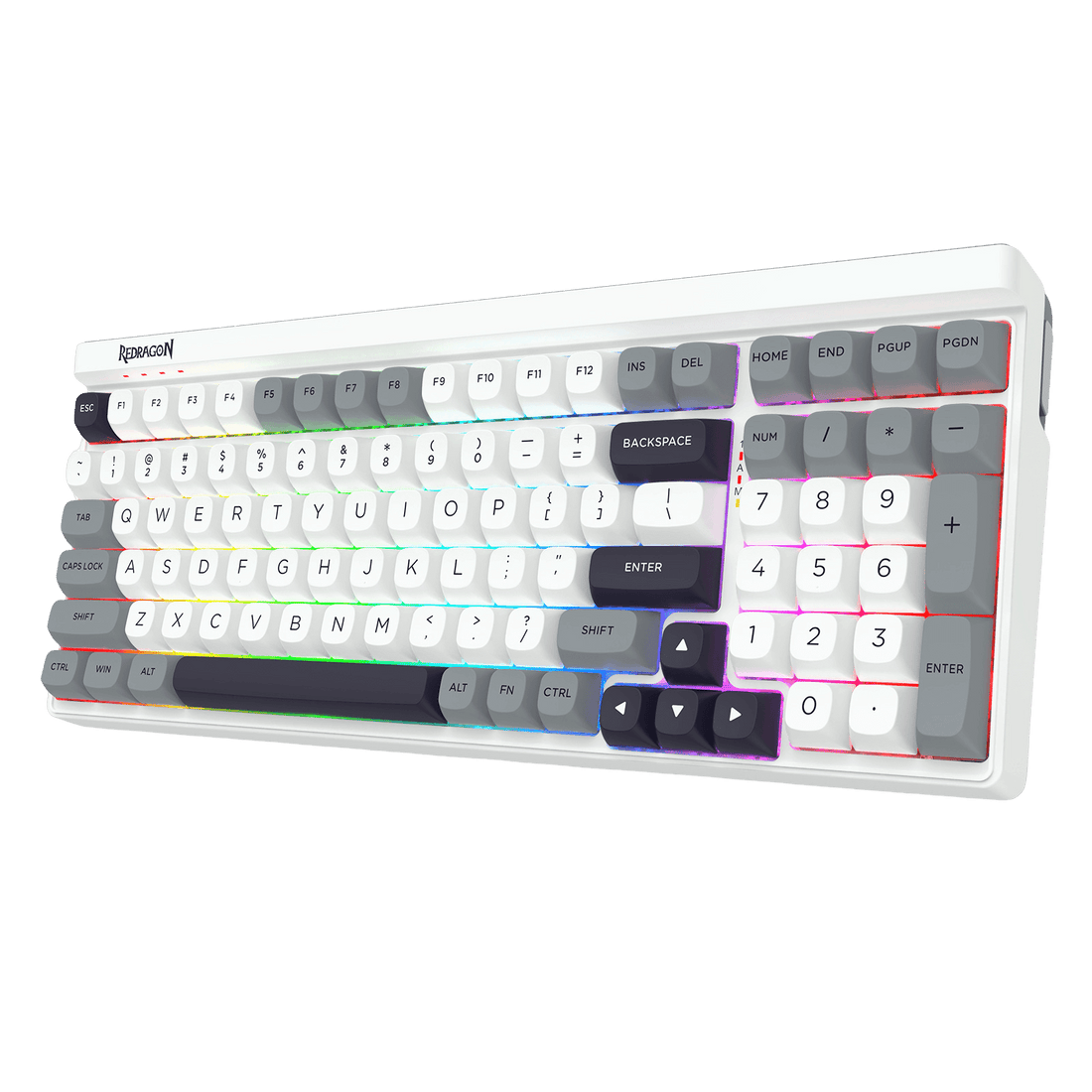 Redragon K656 PRO 3-Mode Wireless RGB Gaming Keyboard, 100 Keys Mechanical Keyboard w/Hot-Swappable Socket, 3 Noise Dampening Layers, PBT Round Keycaps & Custom Linear Switch, Moondust Gray