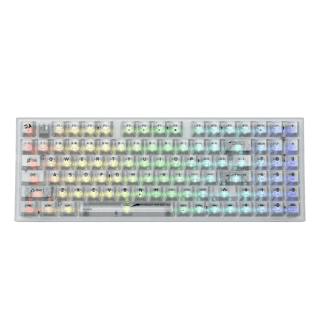Papan Kekunci Permainan RGB Wayarles 3-Mod 90% Redragon K658 PRO SE, Papan Kekunci Mekanikal Tukar Pantas Sepenuhnya Lutsinar 94 Kekunci dengan Soket Dinaik Taraf, Buih Penyerap Bunyi, Numpad Penuh, Suis Kustom Lutsinar