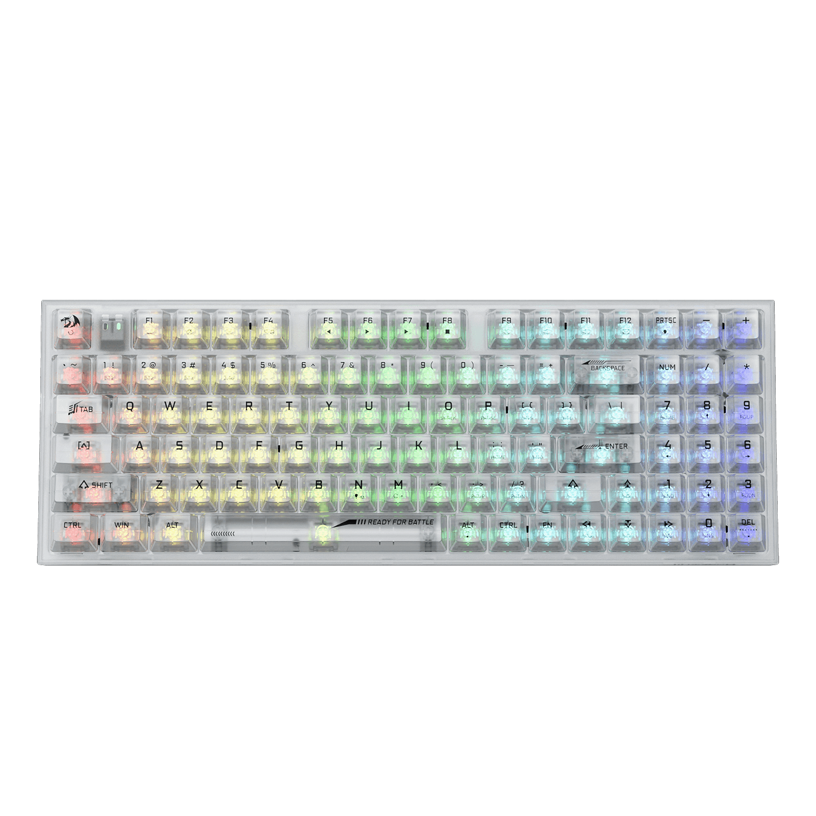 Papan Kekunci Permainan RGB Wayarles 3-Mod 90% Redragon K658 PRO SE, Papan Kekunci Mekanikal Tukar Pantas Sepenuhnya Lutsinar 94 Kekunci dengan Soket Dinaik Taraf, Buih Penyerap Bunyi, Numpad Penuh, Suis Kustom Lutsinar