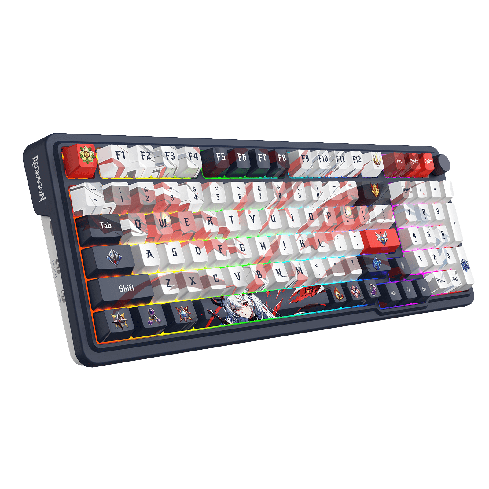 Redragon K686 PRO 98 Keys Wireless Gasket RGB Gaming Keyboard, 3-Modes Anime Mechanical Keyboard w/Hot-Swap Socket, Dedicated Knob Control & Sound Absorbing Pads, Custom Hi-Fi Linear Switch