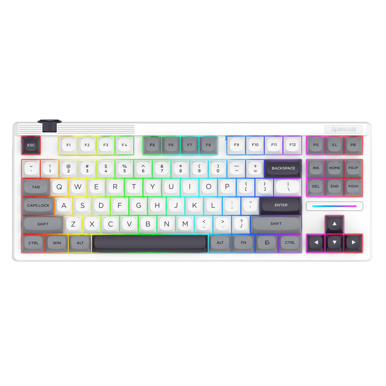 Keyboard with RGB backlighting on a white background