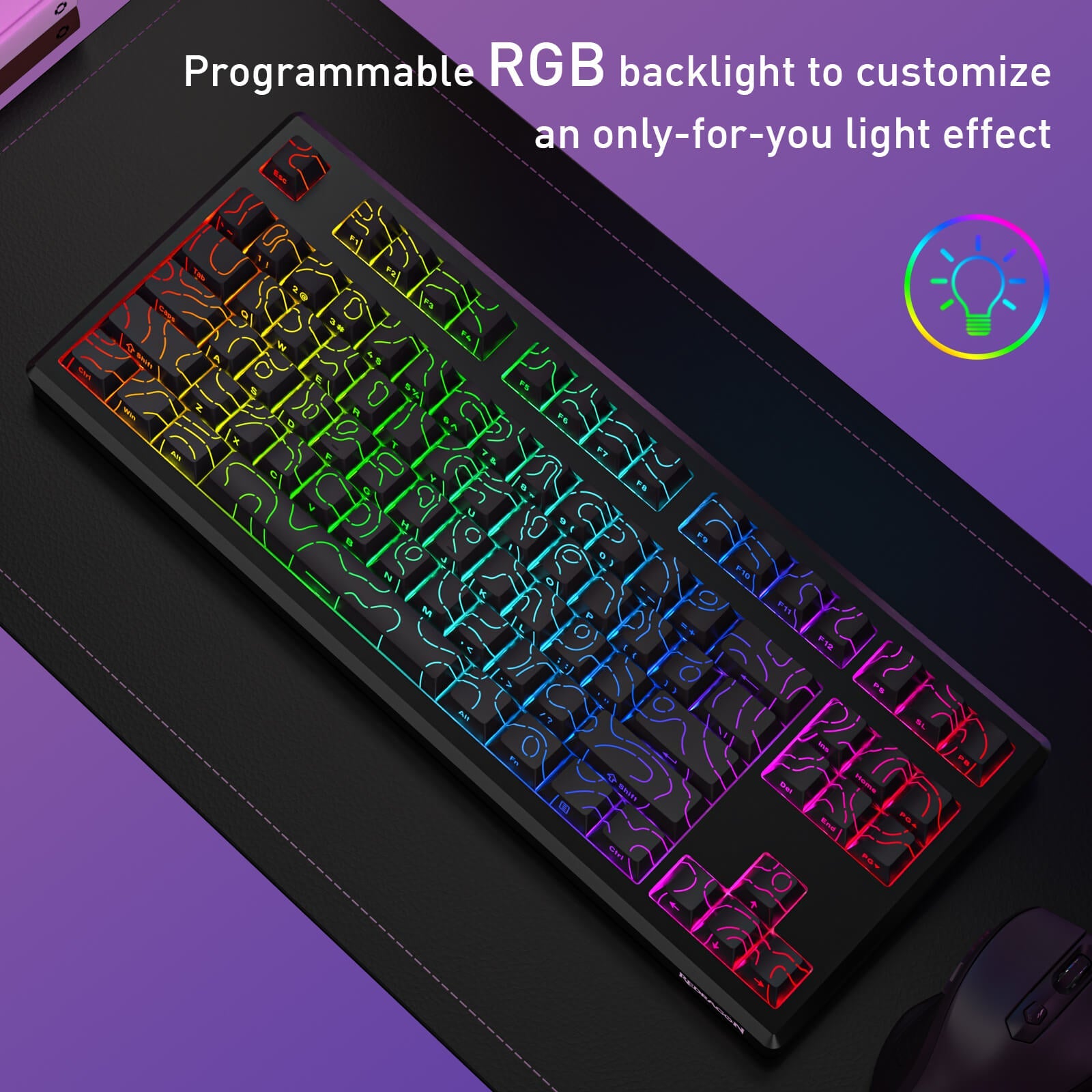 Redragon K737 PRO Wireless 87 Keys Gasket Gaming Keyboard, 80% Premium CNC Aluminum Mechanical Keyboard, Hot-Swap South-Facing LED Socket, 5-Layer Noise Dampening, Side-Printed PBT Contour Line Keycap