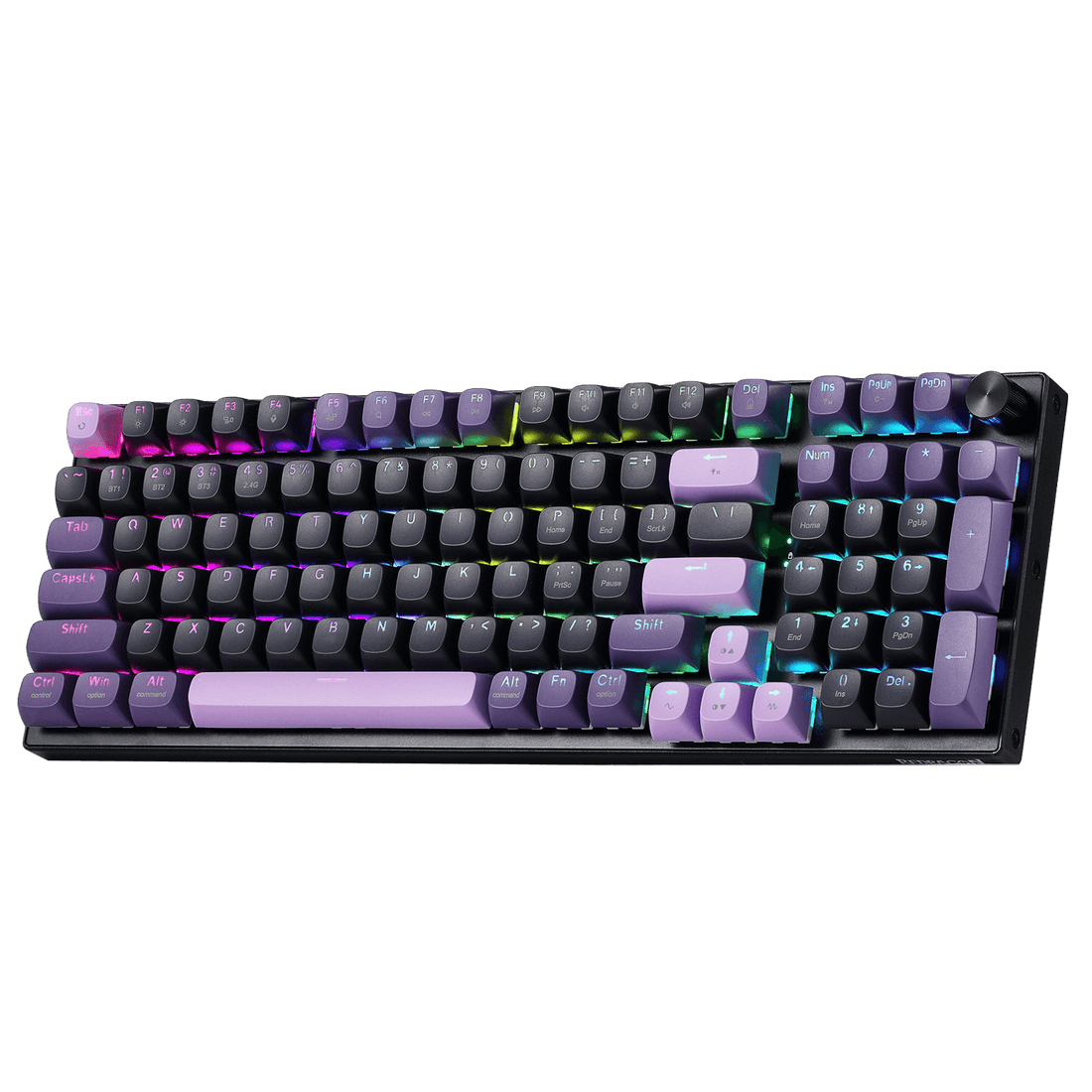 Redragon K740 PRO 98 Keys Wireless RGB Gaming Keyboard, 3-Mode PBT Mechanical Keyboard w/Solid Aluminum Base, Dedicated Knob Control & Hot-Swap Socket, Custom Linear Switch
