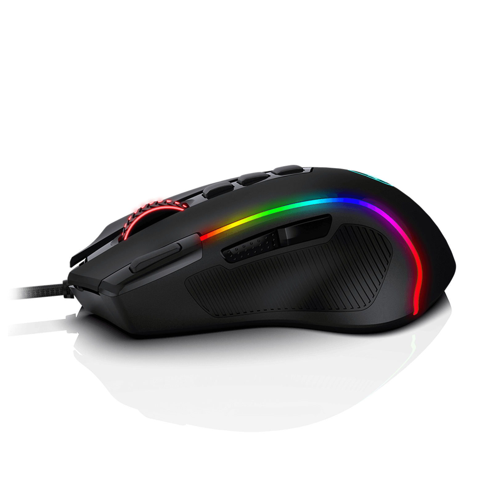 Tetikus Permainan RGB Predator Redragon M612, Tetikus Optik Berkabel 8000 DPI dengan 11 Butang Boleh Atur Cara & 5 Mod Berlampu Latar, Perisian Menyokong Butang Tembakan Pantas DIY