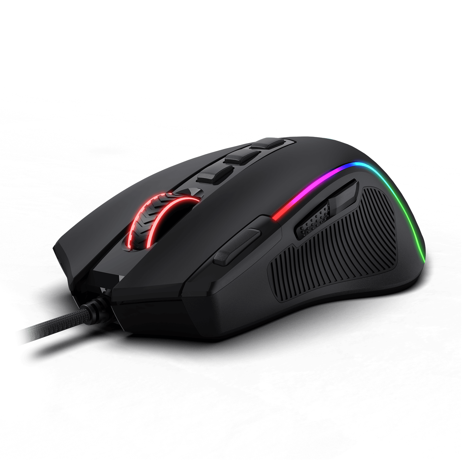 Tetikus Permainan RGB Predator Redragon M612, Tetikus Optik Berkabel 8000 DPI dengan 11 Butang Boleh Atur Cara & 5 Mod Berlampu Latar, Perisian Menyokong Butang Tembakan Pantas DIY
