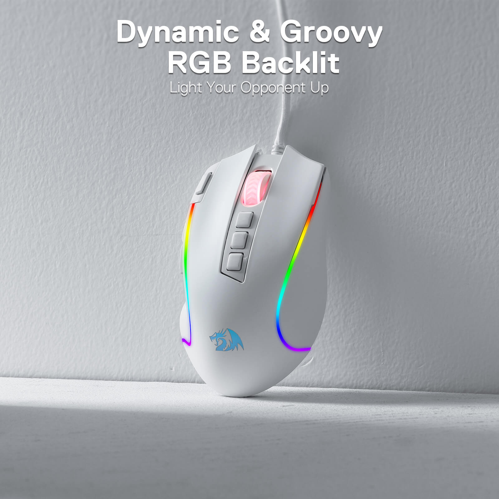 Tetikus Permainan RGB Predator Redragon M612, Tetikus Optik Berkabel 8000 DPI dengan 11 Butang Boleh Atur Cara & 5 Mod Berlampu Latar, Perisian Menyokong Butang Tembakan Pantas DIY
