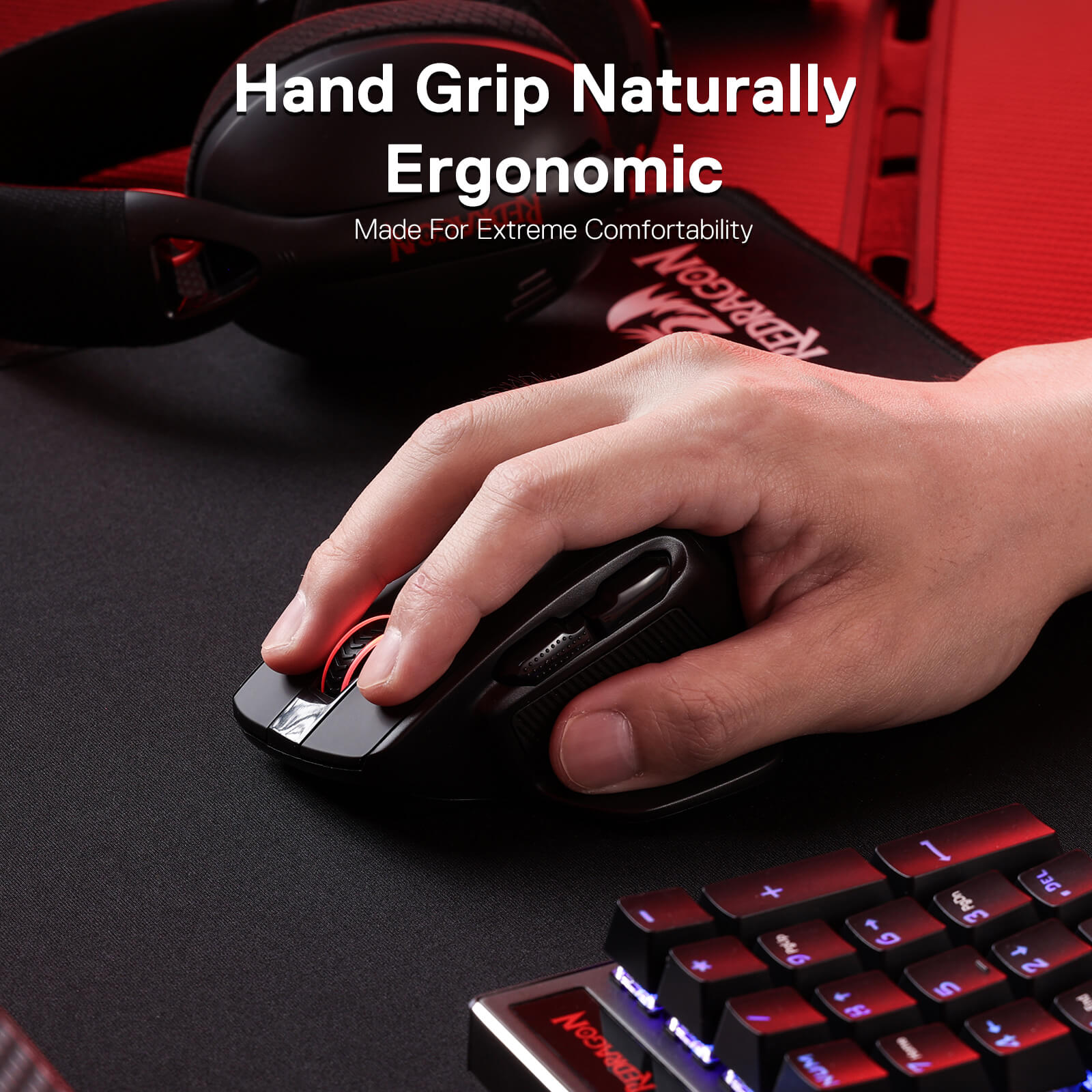 Tetikus Permainan Wayarles Redragon M806, 7 Butang Boleh Diprogramkan Tetikus Pemain RGB Berwayar dengan Sambungan 3 Mod, BT & Wayarles 2.4G, Binaan Genggaman Semula Jadi Ergonomik, Perisian Menyokong Ikatan Kunci & Lampu Latar DIY
