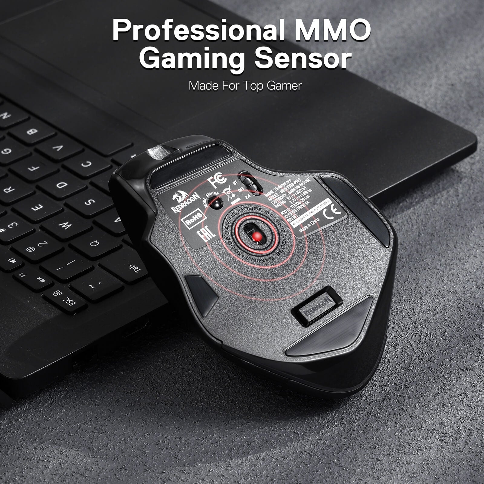 Tetikus Permainan Wayarles Redragon M806, 7 Butang Boleh Diprogramkan Tetikus Pemain RGB Berwayar dengan Sambungan 3 Mod, BT & Wayarles 2.4G, Binaan Genggaman Semula Jadi Ergonomik, Perisian Menyokong Ikatan Kunci & Lampu Latar DIY