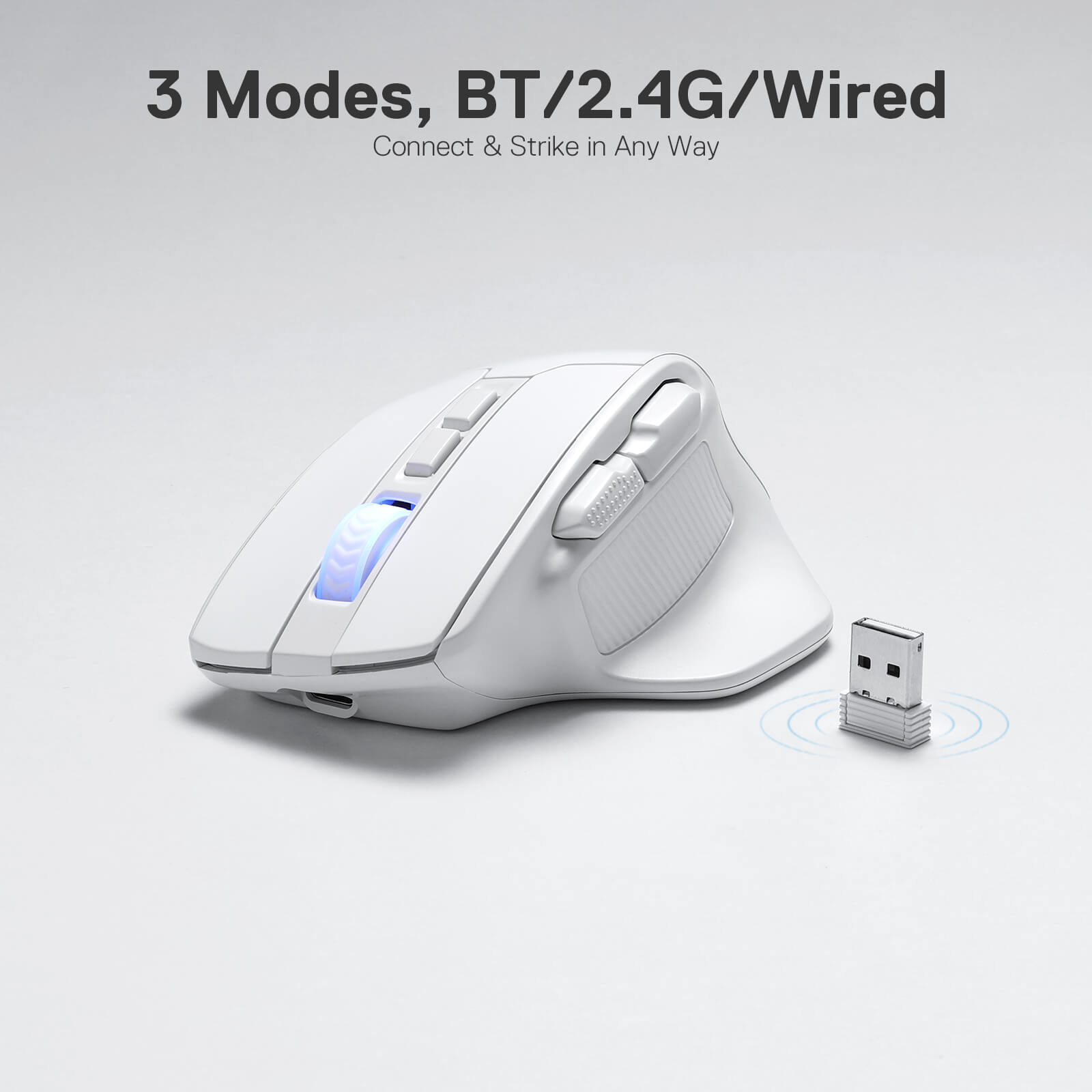 Tetikus Permainan Wayarles Redragon M806, 7 Butang Boleh Diprogramkan Tetikus Pemain RGB Berwayar dengan Sambungan 3 Mod, BT & Wayarles 2.4G, Binaan Genggaman Semula Jadi Ergonomik, Perisian Menyokong Ikatan Kunci & Lampu Latar DIY
