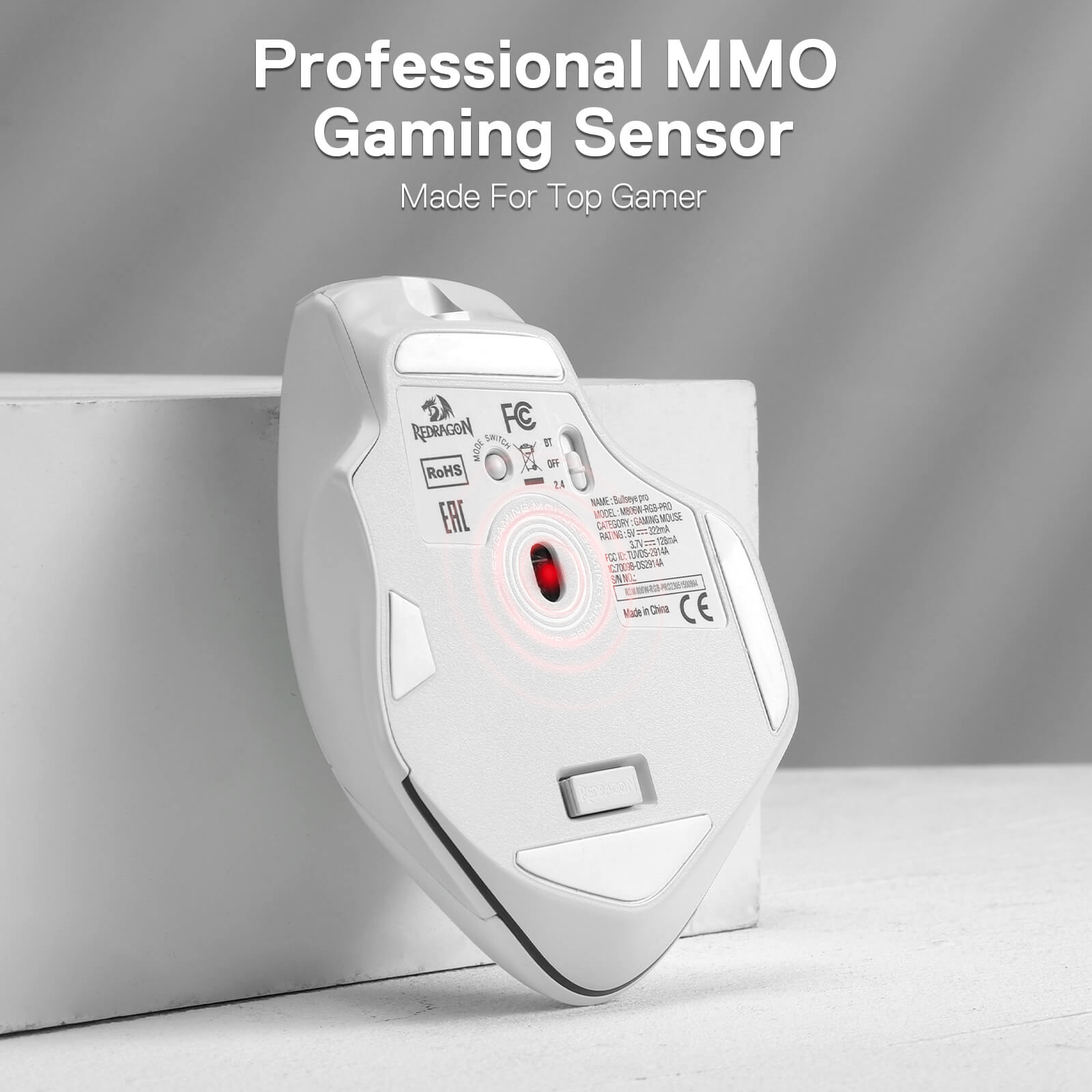 Tetikus Permainan Wayarles Redragon M806, 7 Butang Boleh Diprogramkan Tetikus Pemain RGB Berwayar dengan Sambungan 3 Mod, BT & Wayarles 2.4G, Binaan Genggaman Semula Jadi Ergonomik, Perisian Menyokong Ikatan Kunci & Lampu Latar DIY