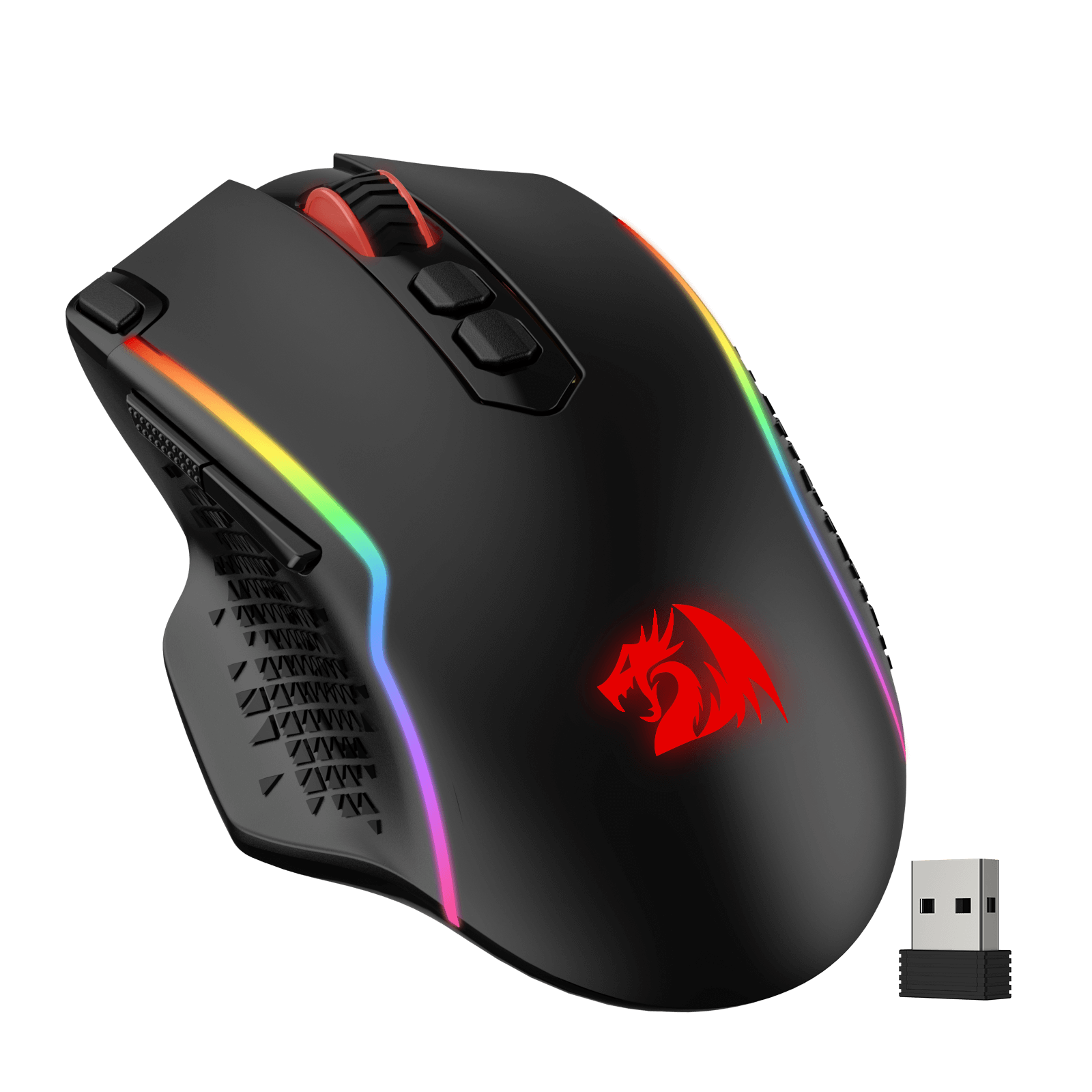 Tetikus Permainan Wayarles Redragon M810 Pro, Tetikus Gamer Berwayar/Wayarles 10000 DPI dengan Kekunci Tembakan Pantas, 8 Butang Makro, Kapasiti Kuasa Tahan Lama 45 Jam dan Lampu Latar RGB untuk PC/Mac/Laptop