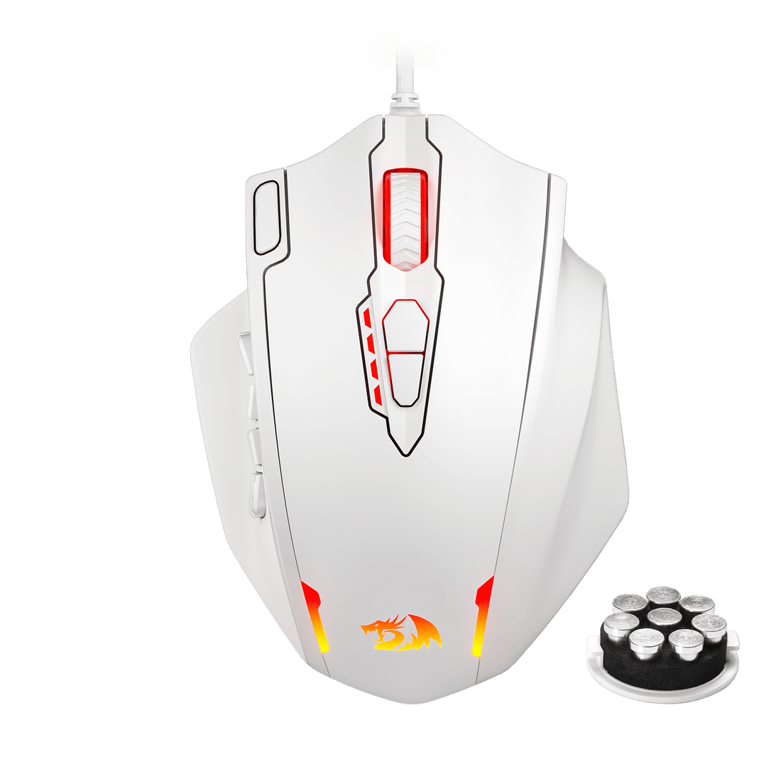 Redragon M908 IMPACT Tetikus Permainan MMO sehingga 12,400 DPI Tetikus Berketepatan Tinggi untuk PC, 18 Butang Boleh Atur Cara, Kartrij Penalaan Berat, 12 Butang Sisi, 5 profil pengguna boleh atur cara, Pilihan Warna LED Penyesuaian 16.8 Juta