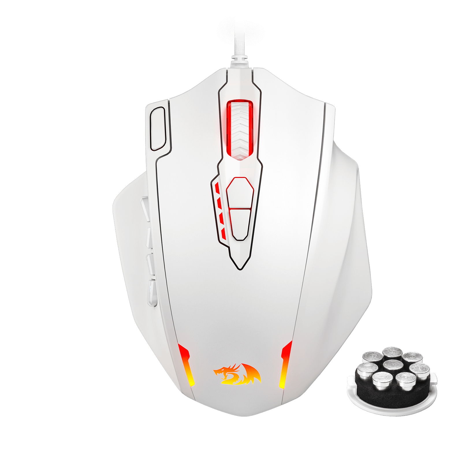 Redragon M908 IMPACT Tetikus Permainan MMO sehingga 12,400 DPI Tetikus Berketepatan Tinggi untuk PC, 18 Butang Boleh Atur Cara, Kartrij Penalaan Berat, 12 Butang Sisi, 5 profil pengguna boleh atur cara, Pilihan Warna LED Penyesuaian 16.8 Juta