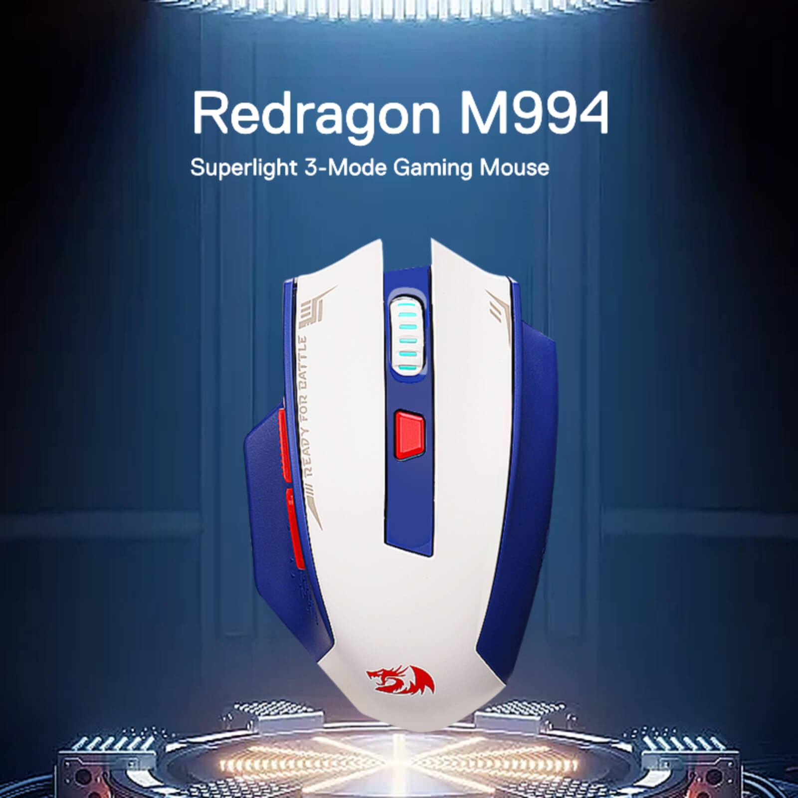 Redragon M994 Tetikus Permainan Bluetooth Wayarles, Tetikus Gamer Berwayar/Wayarles 26000 DPI dengan Sambungan 3-Mod, BT & Wayarles 2.4G, 6 Butang Makro, Kapasiti Kuasa Tahan Lama untuk PC/Mac/Komputer Riba