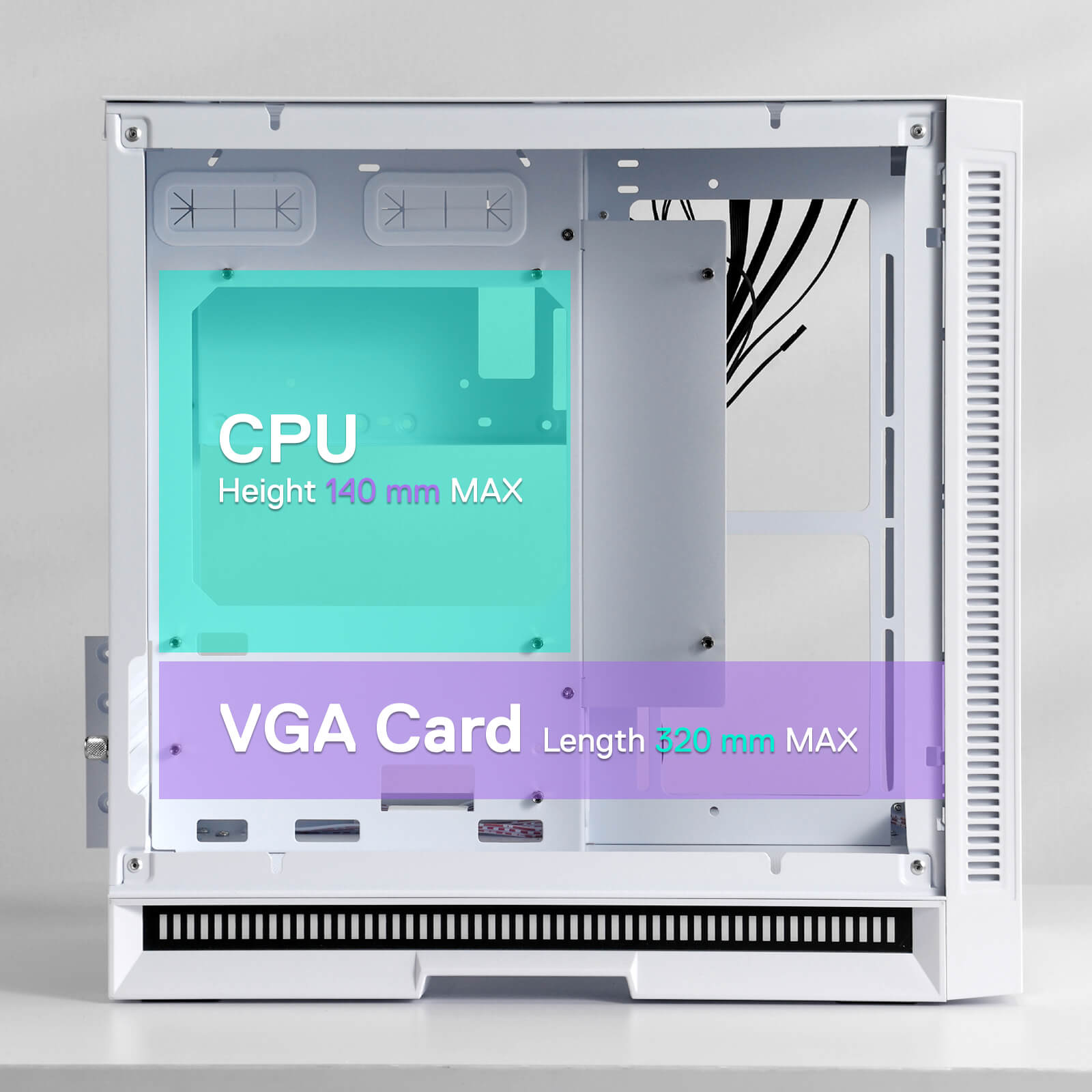 Sarung PC Permainan ITX Redragon MC211, Casis Komputer M-ATX dengan 2 Panel Kaca Terbaja & Panel Berlubang Aliran Udara Tinggi, Sokongan Radiator 240mm, Bar Lampu Penyegerakan Irama, Pengurusan Kabel Mudah, Putih